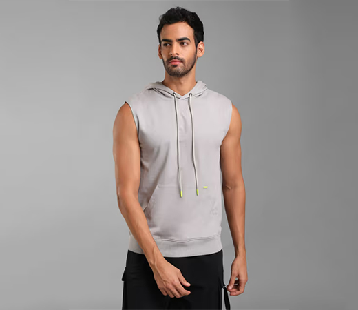 Kazo sleeveless terry grey hoodie for men