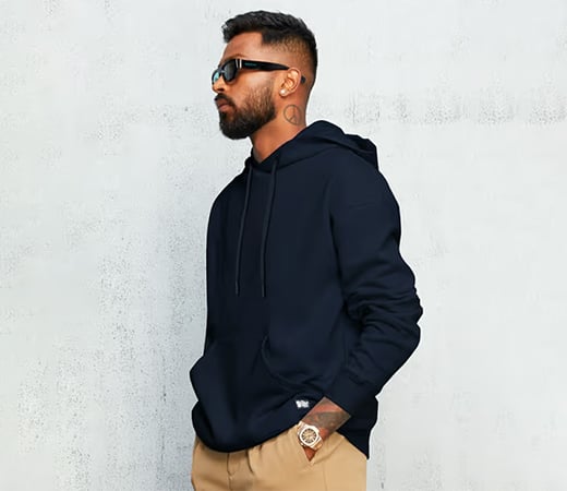 Solid Navy Blue Men’s Oversized Hoodie by The Souled Store