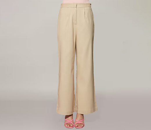 Twenty Dresses by Nykaa Fashion Beige Wide Leg High Waist Pants