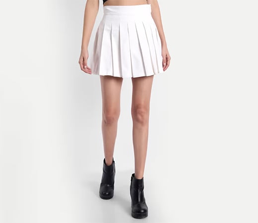 Emprall Fall In Love White Pleated Tennis Skirt