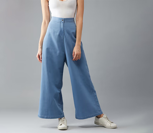DOLCE CRUDO Blue Wide-Leg High Rise Denim Pants