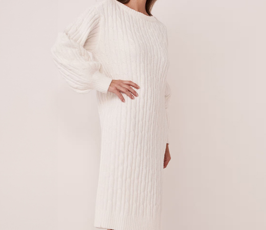 Cable-knit Chenille Long Sleeve Dress