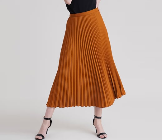Accordion Pleated Skirt Camel