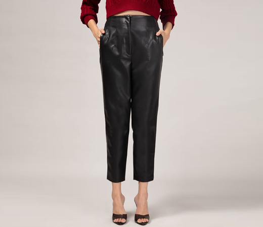 Twenty Dresses by Nykaa Fashion Black Leather Pants