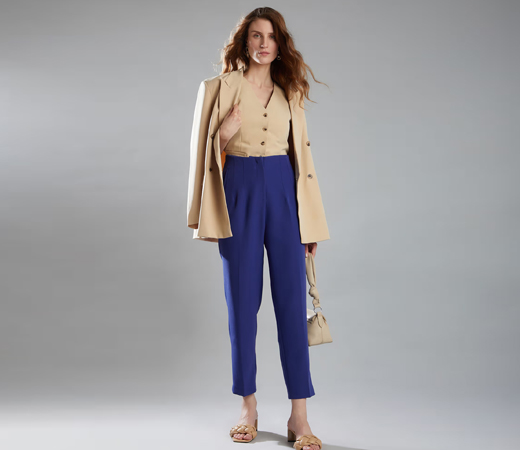 VERO MODA Dark Blue High Rise Trouser