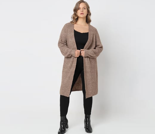 CURVE Brown Front Open Cardigan