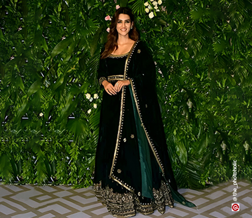 Kriti Sanon in velvet green dress