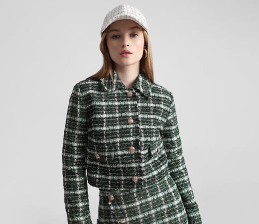 ONLY Green Tweed Check Co-ord Set