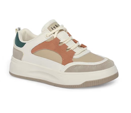 IYKYK by Nykaa Fashion Eloise Trendy Colorblock White and Brown Sneakers