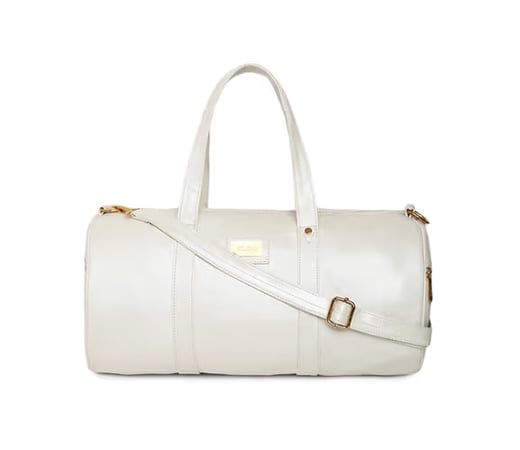 KLEIO White Unisex PU Leather Medium Luggage And Travel Bag
