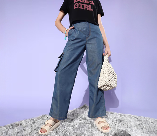 Style Quotient Women Volume Denim Trousers