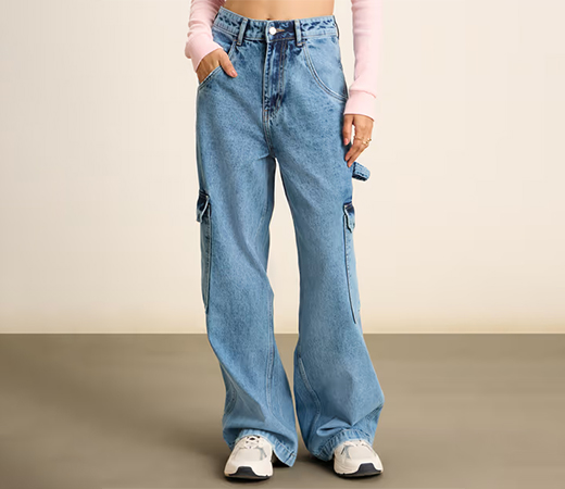 Twenty Dresses by Nykaa Fashion High Waist Loose Fit Denims