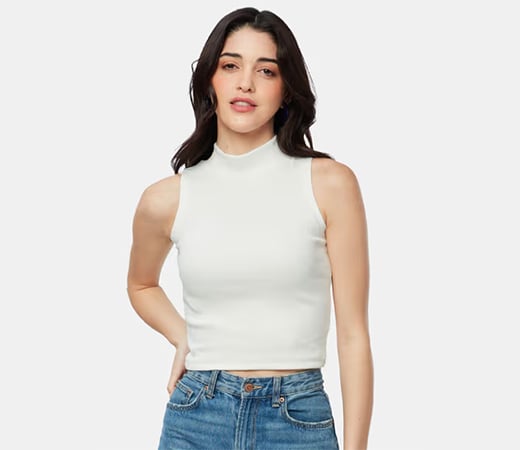 The Souled Store White Women Cropped Top