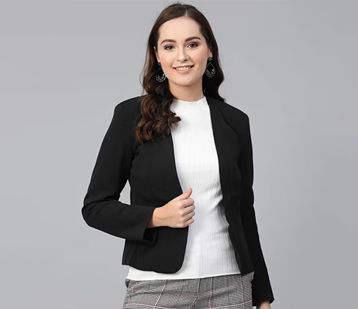 Pannkh Women Black Solid Blazer