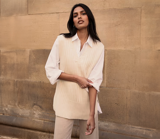 Threadbare Cream V-Neck Knitted Vest Sweater