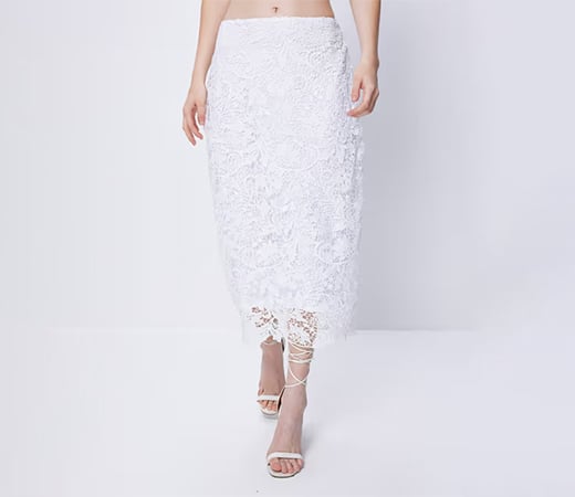 White Lace Midi Skirt by Cover Story