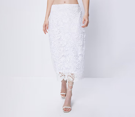 White Lace Midi Skirt by Cover Story