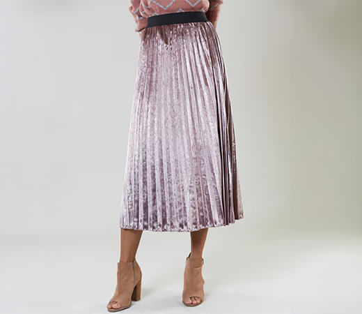 Pink Flared Pleated Skirt by Ritu Kumar