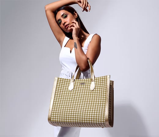 Yellow & White Houndstooth Cosmic Tote by Modern Myth