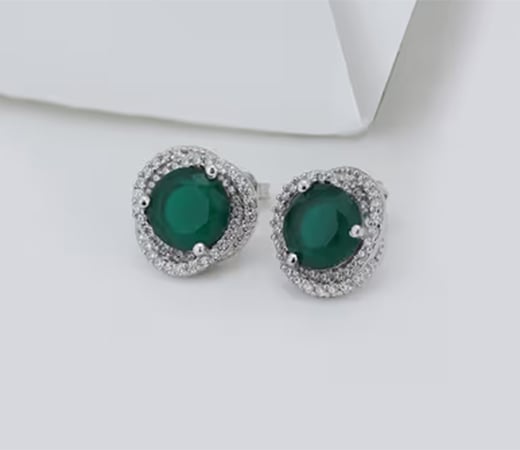 Contemporary Rhodium-Plated Studs by Carlton London