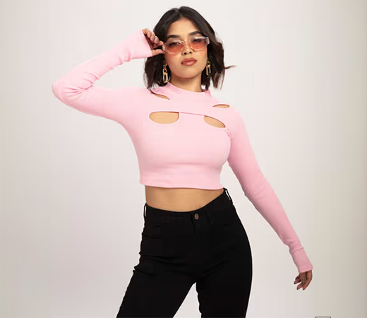 Pinky Butterfly Cut-Out Top- by BAESIC