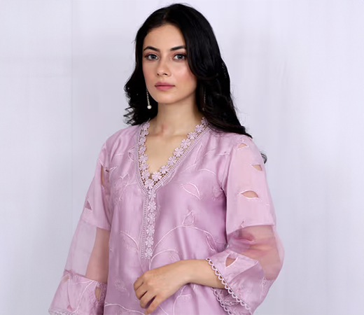 Embroidery Short Shirt Bell Bottom by ewaz