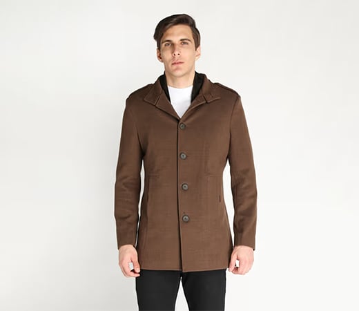 Lure Urban Men Brown Solid Single Breasted Winter Overcoat