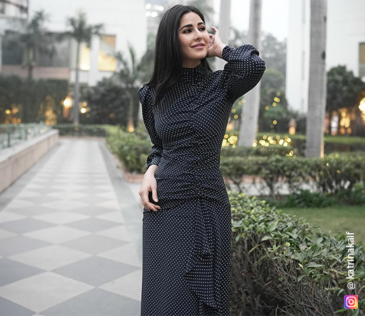 Katrina Kaif wearing a polka dot maxi dress
