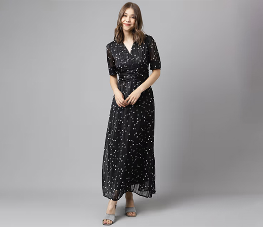 Latin Quarters Half Sleeve Polyester Maxi Dress