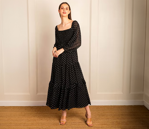 1101 - Eleven.O.One Roasted Pecan Black Maxi Dress