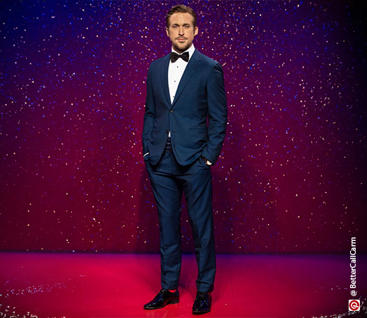Ryan Gosling wearing a single-breasted suit 