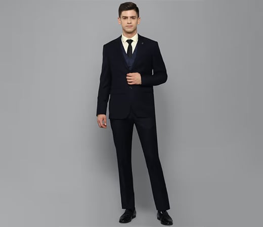 Allen Solly Men Navy Slim Fit Solid Formal Suit