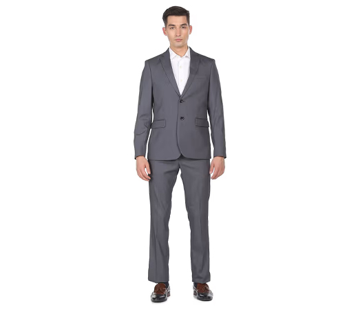 Arrow Men’s Grey Notch Collar Patterned Weave Two Piece Suit