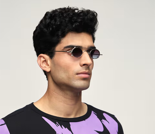 MIXT by Nykaa Fashion Silver Detachable Flap Mini Oval Sunglasses