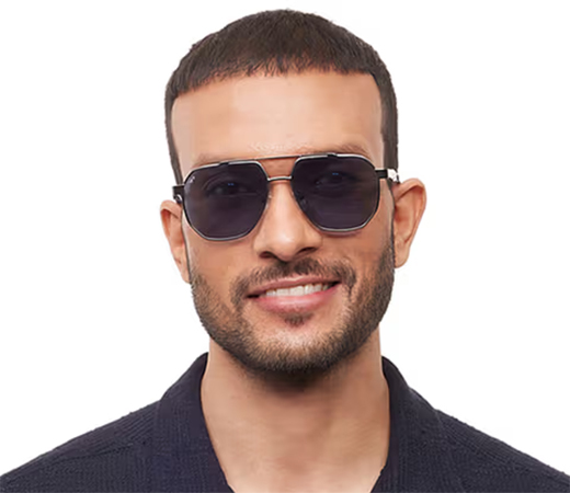 Vincent Chase Gunmetal Frame Hexagonal UV Coating Sunglass