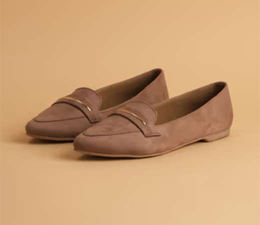 ERIDANI Solid Beige Peony Ballerinas