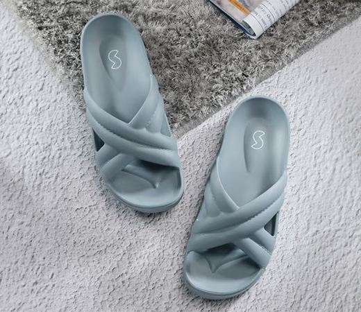 SOLETHREADS Comfy Blue Solid Women Slides
