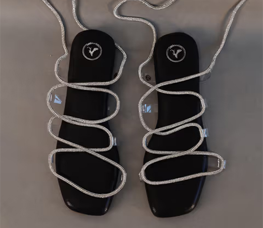 Sana K Luxurious Footwear Black Lace-up Flats