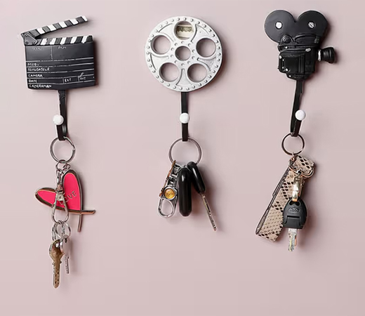 Bonhomie Black & White Textured Cinema Ceramic Key Holder