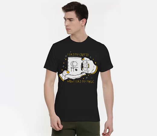 THREADCURRY Black Coffee Graphic T-shirt For Men