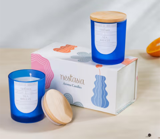 Nestasia Blue and White Sea Breeze Scented Candle Jar