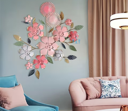 The Art House Ornamental Floral Bunch Metal Wall Hanging