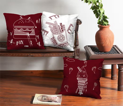 Indigifts Cushion Cover Food Lovers Themed Printed Square Pillow