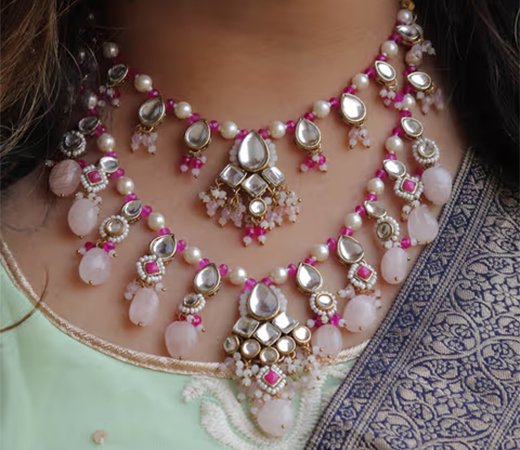 BeAbhika Gulabi Affair Kundan Necklace Set