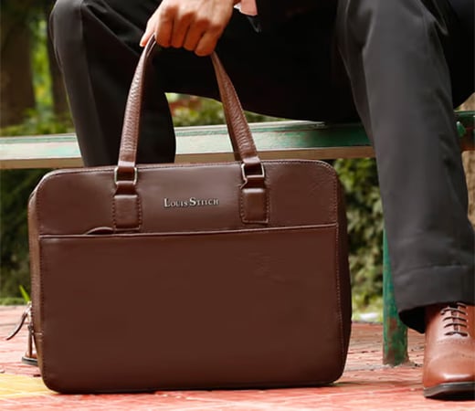 Louis Stitch Brown Italian Leather Executive Briefcase