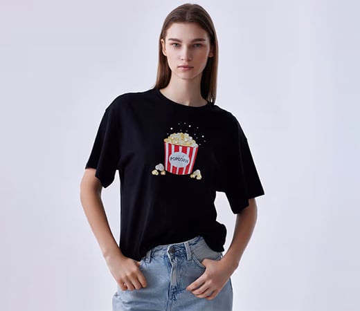 Cover Story Black Popcorn Graphic T-Shirt 