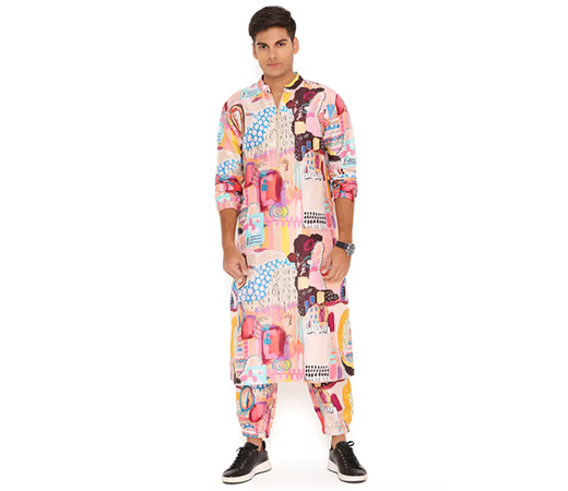 PS Men by Payal Singhal Silk Bomber Kurta with Jogger Pant