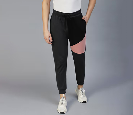 RIGO Men Charcoal Colour Block Jogger