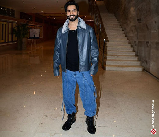 Varun Dhawan wearing denim joggers 