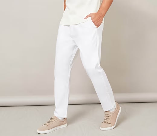 Cotton Linen Trousers White by Styli